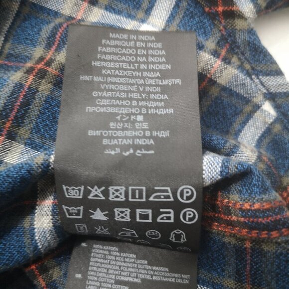 G-Star Raw Men's Size Medium Made in India Blue Plaid Button Front Shirt - Picture 9 of 13